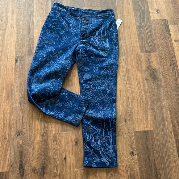 Anthropologie Pilcro Floral-Printed Slim Jeans - denim medium blue Size 27 - Picture 2 of 10